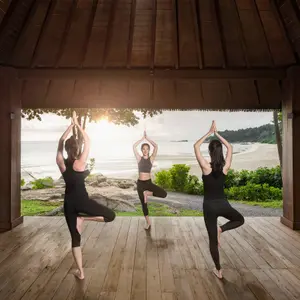 Yoga class in the pavilion