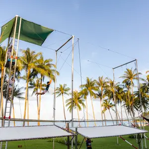 Flying trapeze rig by the beach