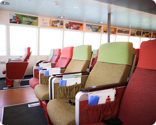 Premium padded ergonomic multi-colored seat structural layouts inside the cabin